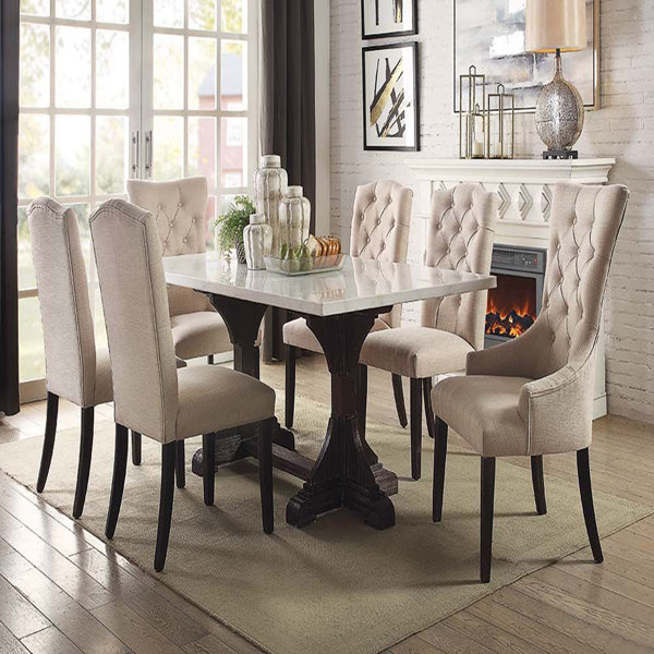 Wildon Home® Richlands Trestle Dining Table,Dining Table in Marble Top